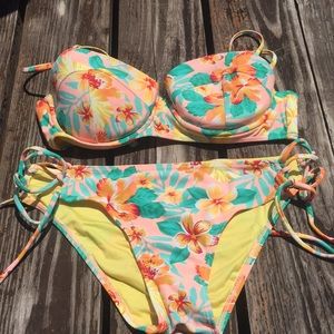 Neon floral bikini